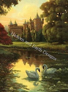 �����イ�N���X�X�e�b�`�}�� HAED Heaven And Earth Designs Ruth Sanderson �X���� Supersized Swans �㋉�� �S�ʎh�� �n�C���x��