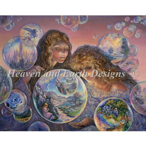 �N���X�X�e�b�`�h�J�}�� Heaven And Earth Designs HAED �㋉�� Josephine Wall �V���{���ʂ̐��E Bubble World �S�ʎh��