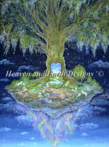 HAED �N���X�X�e�b�`�h�J�}�� Heaven And Earth Designs �A�� �㋉�� Josephine Wall �n�[�g�̎� Heart of the Tree �S�ʎh��