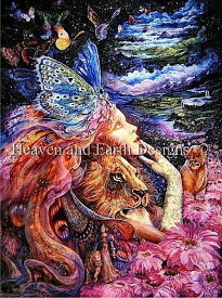 Josephine Wall クロスステッチ刺しゅうチャート HAED 図案 【Supersized Heart and Soul Max Colors】 Heaven And Earth Designs 難しい 上級者 獅子 ライオン 女 人物 蝶 妖精 夢 夢想 ドリーム