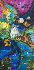 Heaven And Earth Designs �N���X�X�e�b�`�h�J�}�� HAED �㋉�� Sue Clyne �L�̖� Cat Dreaming �S�ʎh��