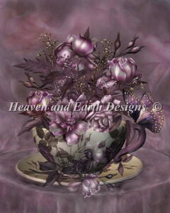 �N���X�X�e�b�`�h�J�}�� Heaven And Earth Designs HAED �㋉�� Carol Cavalaris �g�����K�N Tea and Roses �S�ʎh��