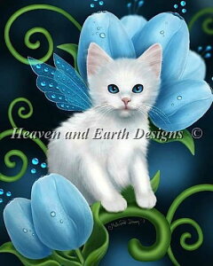 Heaven And Earth Designs �N���X�X�e�b�`�h�J�}�� HAED �A�� �㋉�� Melissa Dawn �A�N�A�}�����̔L Aquamarine Cat �S�ʎh��
