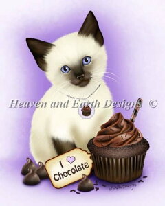Heaven And Earth Designs クロスステッチ刺繍図案 HAED 輸入 上級者 Melissa Dawn チョコレートカップケーキと子猫 Chocolate Cupcake Kitten 全面刺し