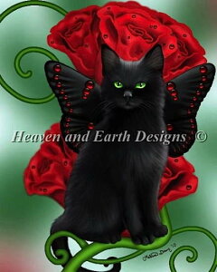 Heaven And Earth Designs �N���X�X�e�b�`�h�J�}�� HAED �A�� �㋉�� Melissa Dawn �K�[�l�b�g�̔L Garnet Cat �S�ʎh��