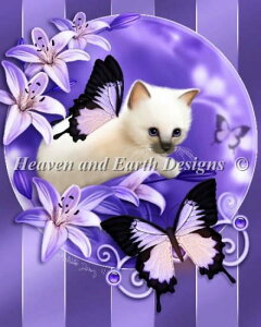 Heaven And Earth Designs �N���X�X�e�b�`�h�J�}�� HAED �A�� �㋉�� Melissa Dawn ���̕S�� Purple Lilies �S�ʎh��