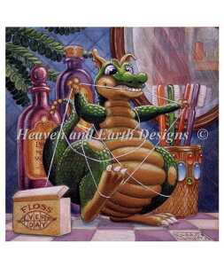 Randal Spangler クロスステッチ刺しゅうチャート HAED 図案 【Mini Evening Entanglement】 Heaven And Earth Designs ドラゴン 竜 龍 あやとり 糸