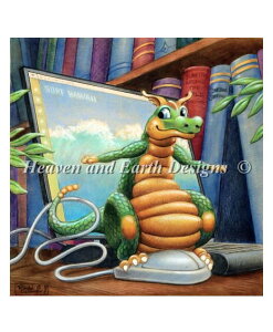 Randal Spangler クロスステッチ刺しゅうチャート HAED 図案 【Mini Surfing The Web】 Heaven And Earth Designs 難しい 輸入 上級者様向け パソコン ドラゴン 龍 ネットサーフィン