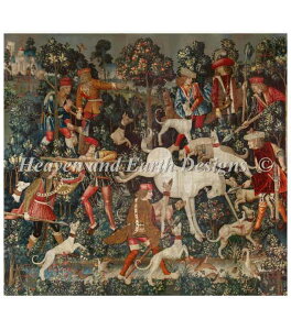 Unicorn Tapestries�i�^�y�X�g���[�j ���� �y���g����郆�j�R�[��-The Unicorn Defends Itself-�zHeaven And Earth Designs �N���X�X�e�b�`�h�J�}�� HAED �㋉�� �S�ʎh��