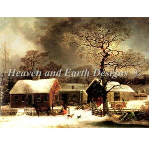 George Henry Durrie�i�W���[�W�E�w�����[�E�f�����[�j ���� �yWinter Scene In New Haven�z HAED �N���X�X�e�b�`�h���イ �}�� Heaven And Earth Designs �A�� �S�ʎh�� �`���[�g ��� �㋉�җl���� ��|