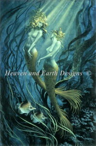 HAED �����イ�N���X�X�e�b�`�}�� �l�� Heaven And Earth Designs James C Christensen �`���[�g The Mermaids �S�ʎh�� �㋉��