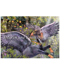 Laura Prindle クロスステッチ 図案 刺しゅう チャート 【 Mini Gwarchodwyr 】 Heaven And Earth Designs 輸入 上級者 ペガサス 馬 うま ウマ