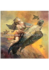 �����イ�N���X�X�e�b�`�}�� �T Heaven And Earth Designs �A�� Julie Bell and Boris Vallejo �㋉�� Tortuga �S�ʎh��
