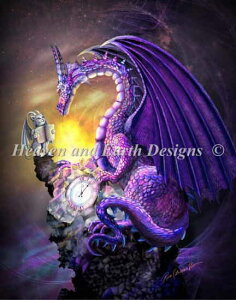 クロスステッチししゅうチャート アメジスト・ドラゴン Heaven And Earth Designs 輸入 Rose Khan 上級者 Amethyst Dragon