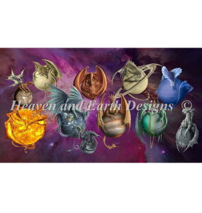 Rob Carlos クロスステッチ刺しゅうチャート HAED 図案 【Planet Dragons Max Colors】 Heaven And Earth Designs 輸入 上級者 宇宙 星 惑星 龍 竜ドラゴン
