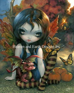 Jasmine Becket-Griffith クロスステッチ刺しゅうチャート HAED 図案 【Supersized Autumn Max Colors】 Heaven And Earth Designs 難しい 輸入 上級者様向け 秋 妖精 フェアリー ドラゴン 龍 竜 パンプキン 南瓜 カボ