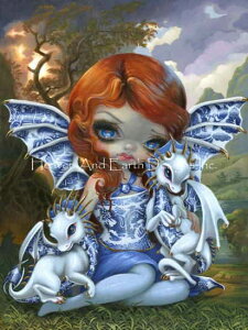 Jasmine Becket-Griffith クロスステッチ刺しゅうチャート HAED 図案 【Mini Blue Willow Dragonling】 Heaven And Earth Designs 輸入 上級者 ドラゴン 竜 龍 翼 鎧