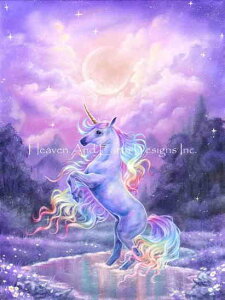 Selina Fenech クロスステッチ刺しゅうチャート HAED 図案 【Rainbow Dreams】 Heaven And Earth Designs 輸入 上級者 ペガサス ユニコーン レインボー 虹 月 満月