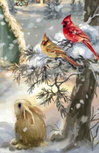Dona Gelsinger クロスステッチ刺しゅうチャート HAED 図案 【QS Saint Nicholas】 Heaven And Earth Designs 輸入 上級者 クリスマス 雪 動物 うさぎ ウサギ 兎