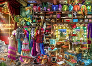 Aimee Stewart クロスステッチ 図案 刺しゅう チャート 【 Supersized Behind The Scenes Backstage 】 Heaven And Earth Designs 輸入 上級者 衣裳部屋 ステージ 舞台裏 舞台 演劇