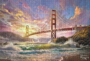 Thomas Kinkade NXXeb` } hイ `[g ySunset on Golden Gate Bridgez Heaven And Earth Designs A ㋉ i C [Ă