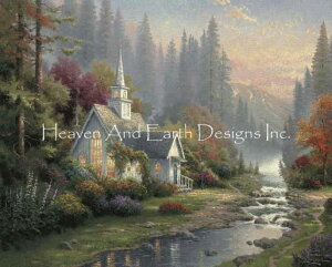 Thomas Kinkade �N���X�X�e�b�`�h���イ�`���[�g HAED �}�� �ySupersized The Forest Chapel Max Colors�z Heaven And Earth Designs ��� �㋉�� �C�O ���� �`���y�� ���i