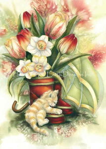 Heaven And Earth Designs �N���X�X�e�b�`�}�� �`���[�g �y�q�L�ƒ��C�̉ԁz Puss And Boots JB