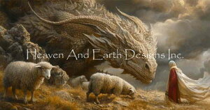 Dragon Muse クロスステッチ刺しゅうチャート HAED 図案 【 Protecting The Flock 】 Heaven And Earth Designs 輸入 上級者 ひつじ 羊 ヒツジ ドラゴン 龍 竜