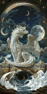 Dragon Muse クロスステッチ 図案 刺しゅう チャート 【 Mini Silver Moon Dragon 】 Heaven And Earth Designs 輸入 上級者 ドラゴン 龍 竜