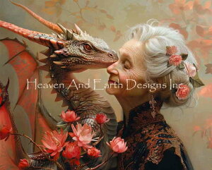 Dragon Muse クロスステッチ刺しゅうチャート HAED 図案 【 Coral And Rose 】 Heaven And Earth Designs 難しい 上級者 ドラゴン 竜 龍