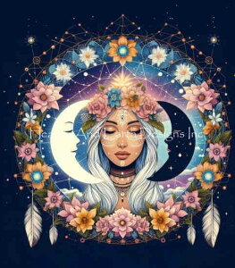 Whimsi Tea �N���X�X�e�b�` �}�� �h���イ �`���[�g �y Cosmic Bloom of The Triple Moon �z Heaven And Earth Designs �A�� �㋉�� �� �ԗ� ��