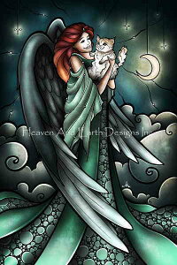 Mandie Manzano �N���X�X�e�b�` �}�� �h���イ �`���[�g �y All Cats DO Go to Heaven �z Heaven And Earth Designs �㋉�� �V�g �G���W�F��