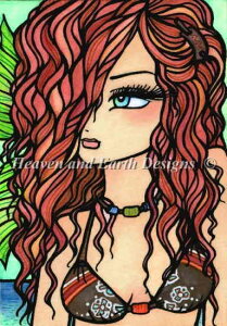 Hannah Lynn �N���X�X�e�b�` �}�� �h���イ �`���[�g �y Mini Strawberry Surf �z Heaven And Earth Designs �C�O �㋉�� �r�[�` �C �r�L�j