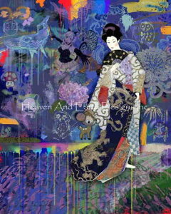 Ernie Francis クロスステッチ 図案 刺しゅう チャート 【 2nd September Geisha 】 Heaven And Earth Designs 輸入 上級者 芸者 和風 和服 着物 伝統 文化