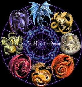 Anne Stokes �N���X�X�e�b�` �}�� �h���イ �`���[�g �y Dragons Of The Sabbats �z Heaven And Earth Designs �A�� �㋉�� �h���S�� �� ��