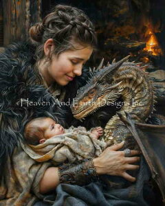 Dragon Muse クロスステッチ 図案 刺しゅう チャート 【 Dragons Blessing 】 Heaven And Earth Designs 輸入 上級者 ドラゴン 龍 竜 赤ちゃん ベビー