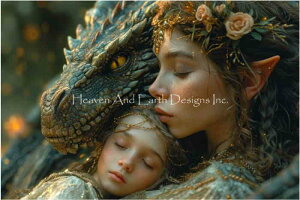Dragon Muse クロスステッチ 図案 刺しゅう チャート 【 A Dragons Love 】 Heaven And Earth Designs 輸入 上級者 ドラゴン 龍 竜