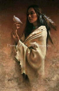 Lee Bogle �N���X�X�e�b�` �h���イ �`���[�g HAED �}�� �y Mini Native Girl With Dove �z Heaven And Earth Designs �㋉��