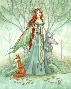 Amy Brown Fantasy Art �N���X�X�e�b�` �}�� �h���イ �`���[�g �y Woodland Guardians �z Heaven And Earth Designs �㋉�� �d�� �t�F�A���[