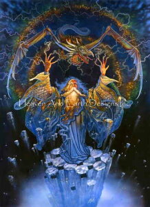 Myles Pinkney クロスステッチ刺しゅうチャート HAED 図案 【Dragon Storm Max Colors】 Heaven And Earth Designs 輸入 上級者 魔術 魔法 出現 ドラゴン 龍 竜 宇宙 稲妻 超常現象