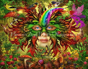 HAED �N���X�X�e�b�`�}�� Heaven And Earth Designs �`���[�g �yGreen Man Mask�z Ciro Marchetti