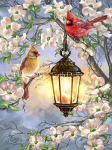 HAED NXXeb`hイ`[g Heaven And Earth Designs } ySpring Lantern With Cardinalsz Dona Gelsinger