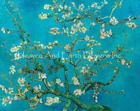 Vincent Van Gough（フィンセント・ファン・ゴッホ） 名画 芸術 美術作品 HAED クロスステッチ刺繍チャート Heaven And Earth Designs 図案 【Almond Blossom Blue Max Colors-花咲くアーモンドの木の枝-】