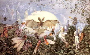 John Anster Fitzgerald �A���X�^�[�E�t�B�b�c�W�F�����h ���� �N���X�X�e�b�`�h���イ�`���[�g HAED �}�� �yFairy Hordes Attacking A Bat�z Heaven And Earth Designs