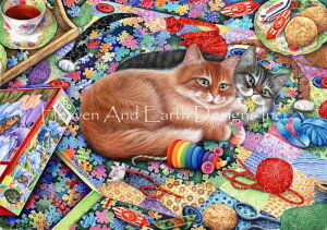 Irina Garmashova �N���X�X�e�b�`�h���イ�`���[�g �}�� HAED �yPuzzle Cats�z Heaven And Earth Designs