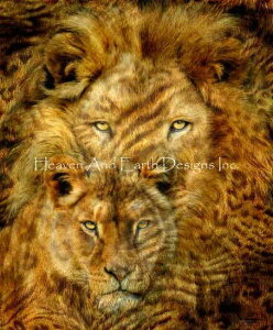 Carol Cavalaris �N���X�X�e�b�`�h���イ�`���[�g HAED �}�� �yMini Moods Of Africa Lions�z Heaven And Earth Designs �㋉�� ���C�I�� ���q �v�w �J�b�v�� �^�� �q���E�� �є� �T�o���i