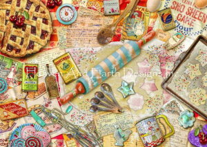 Aimee Stewart クロスステッチ刺しゅうチャート HAED 図案 【Mini Vintage Baker】 Heaven And Earth Designs 輸入 上級者 お菓子 スイーツ 計量スプーン チェリーパイ クッキー 型抜き アイシングクッキー め