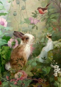 Charlotte Bird クロスステッチ刺しゅうチャート HAED 図案 【Lost Key】 Heaven And Earth Designs うさぎ ウサギ 兎 ラビット 妖精 フェアリー