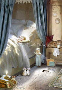 Charlotte Bird クロスステッチ刺しゅうチャート HAED 図案 【Bedtime Story CB】 Heaven And Earth Designs 妖精 フェアリー キッズ こども 子供 読書 リーディング 添い寝