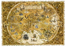 Solo Collection クロスステッチ刺しゅうチャート HAED 図案 【Old Pirate Map】 Heaven And Earth Designs 輸入 上級者 世界地図 地図 財宝 海賊 お宝 宝 船 航海 怪物 化け物 方位磁石 覇者